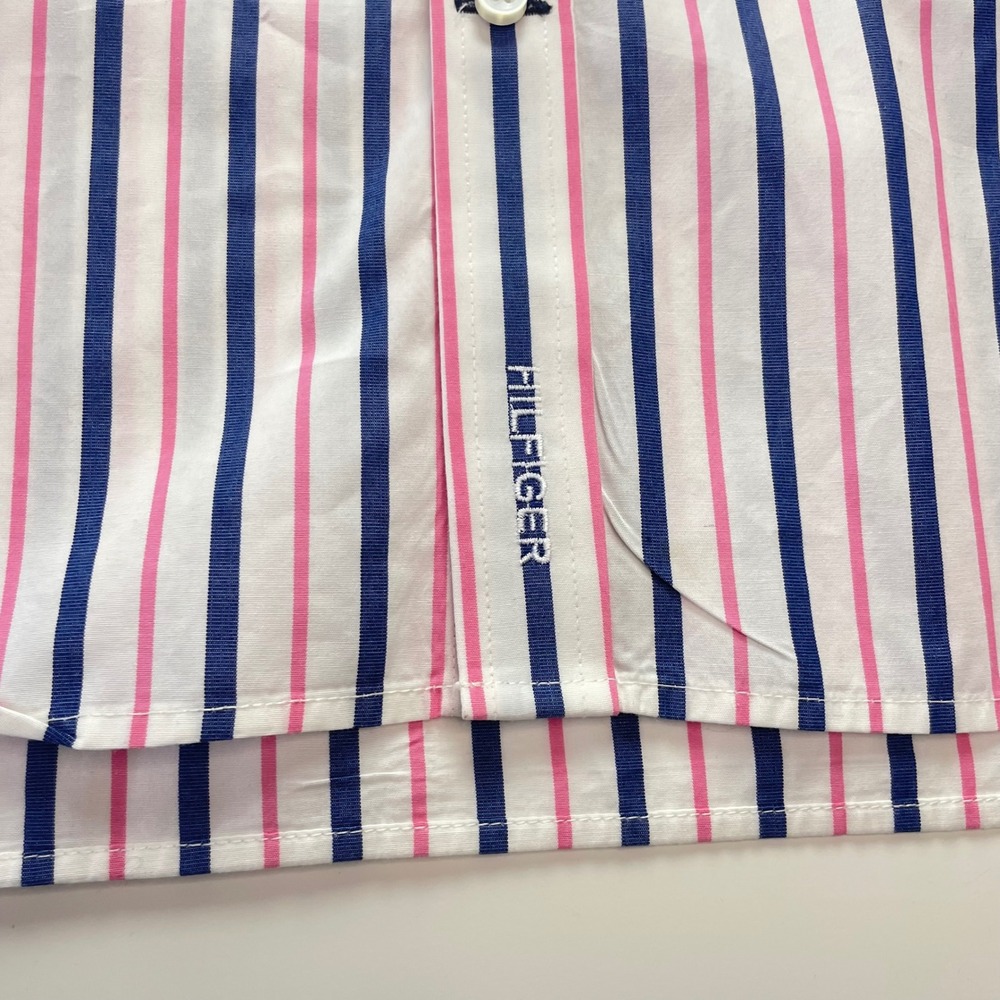 Tommy‎ Hilfiger Mens XXL Custom Fit Striped Button Down Shirt Pink Blue White - Picture 8 of 11